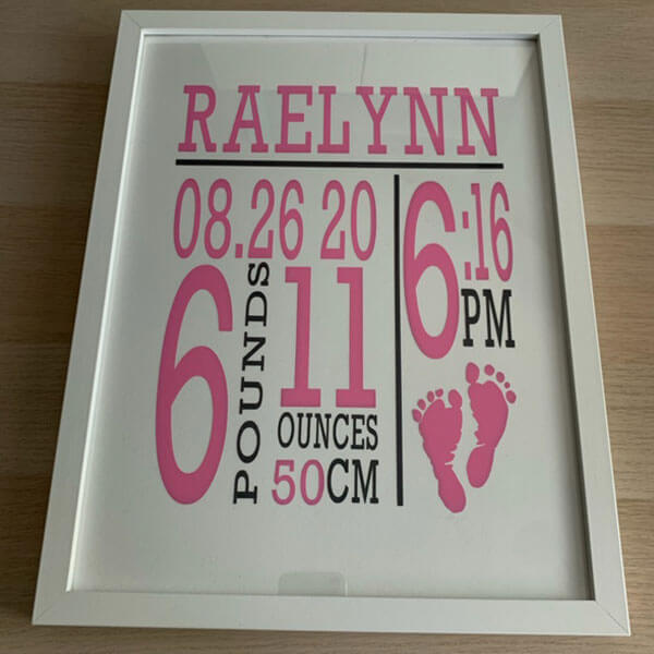 BABY ANNOUNCEMENT KEEPSAKE PICTURE FRAME
