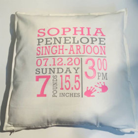 PERSONALIZED BIRTH ANNOUNCEMENT NURSERY PILLOW
