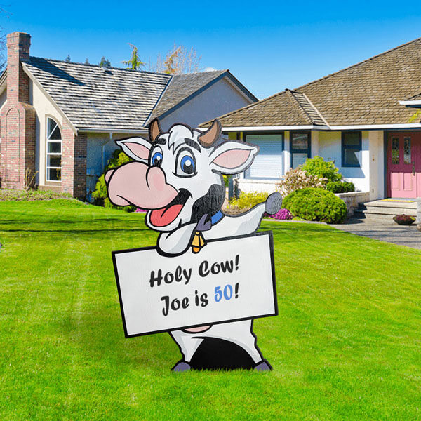 HOLY COW | Stork And Birthday Lawn Sign Rental