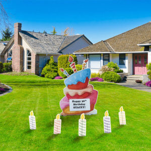 BIRTHDAY CAKE WITH 5 CANDLES LAWN SIGN RENTAL
