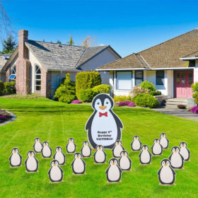 LARGE PENGUIN WITH 20 SMALL PENGUINS