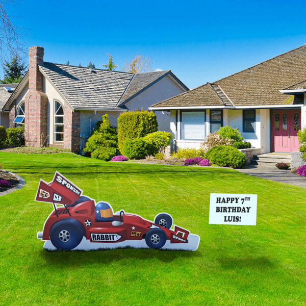 RACE CAR LAWN SIGN